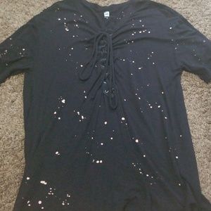 Tie Up Gold Splattered Top Pacsun